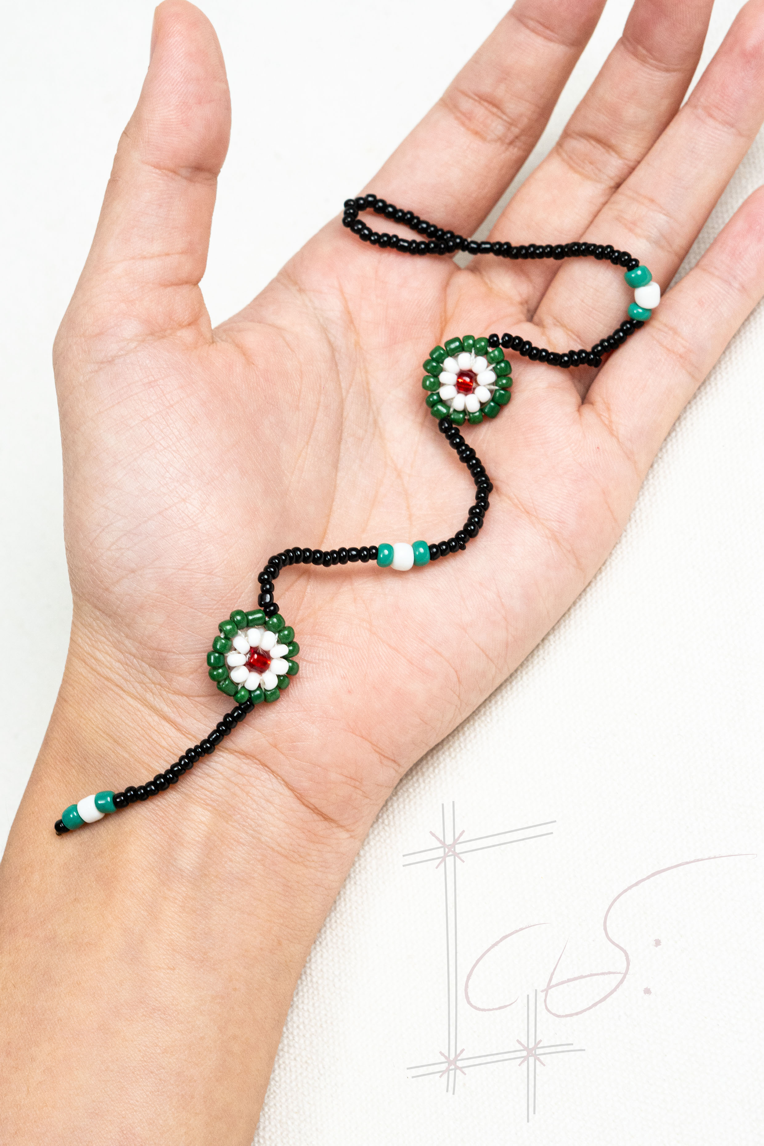 Fairy Flower Black & Green Fashion