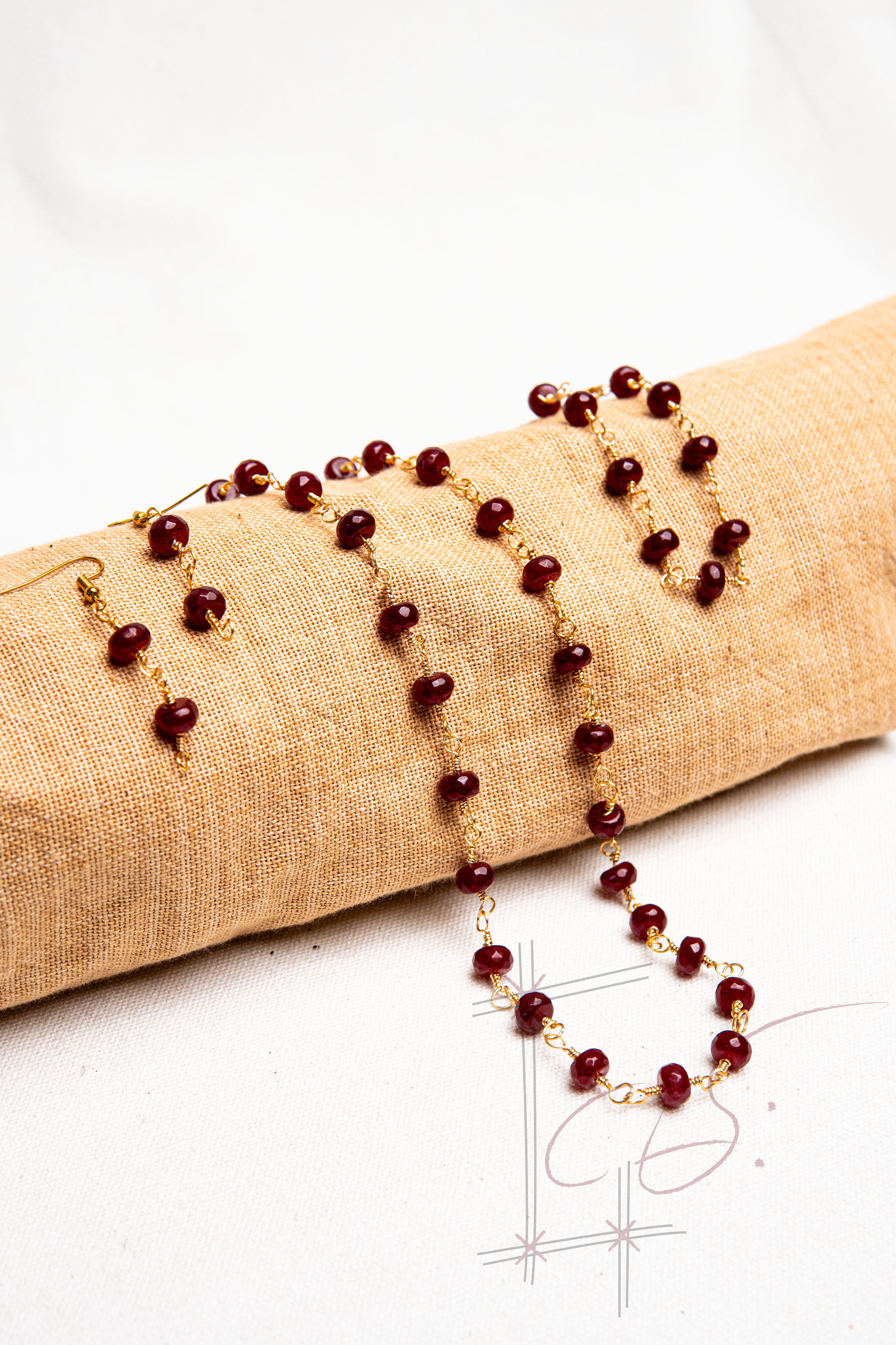 Ruby Quartz crystal Jewelry Set
