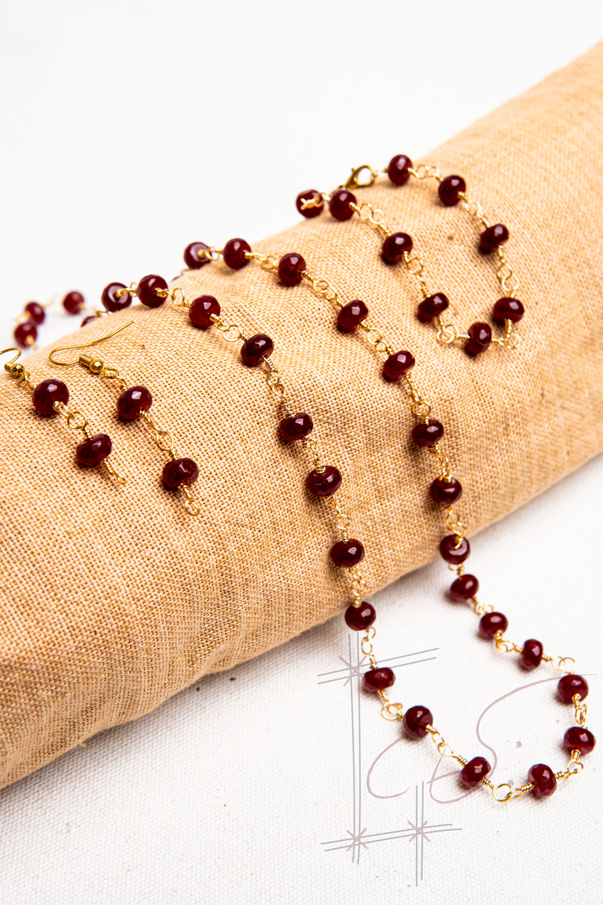 Ruby Quartz crystal Jewelry Set