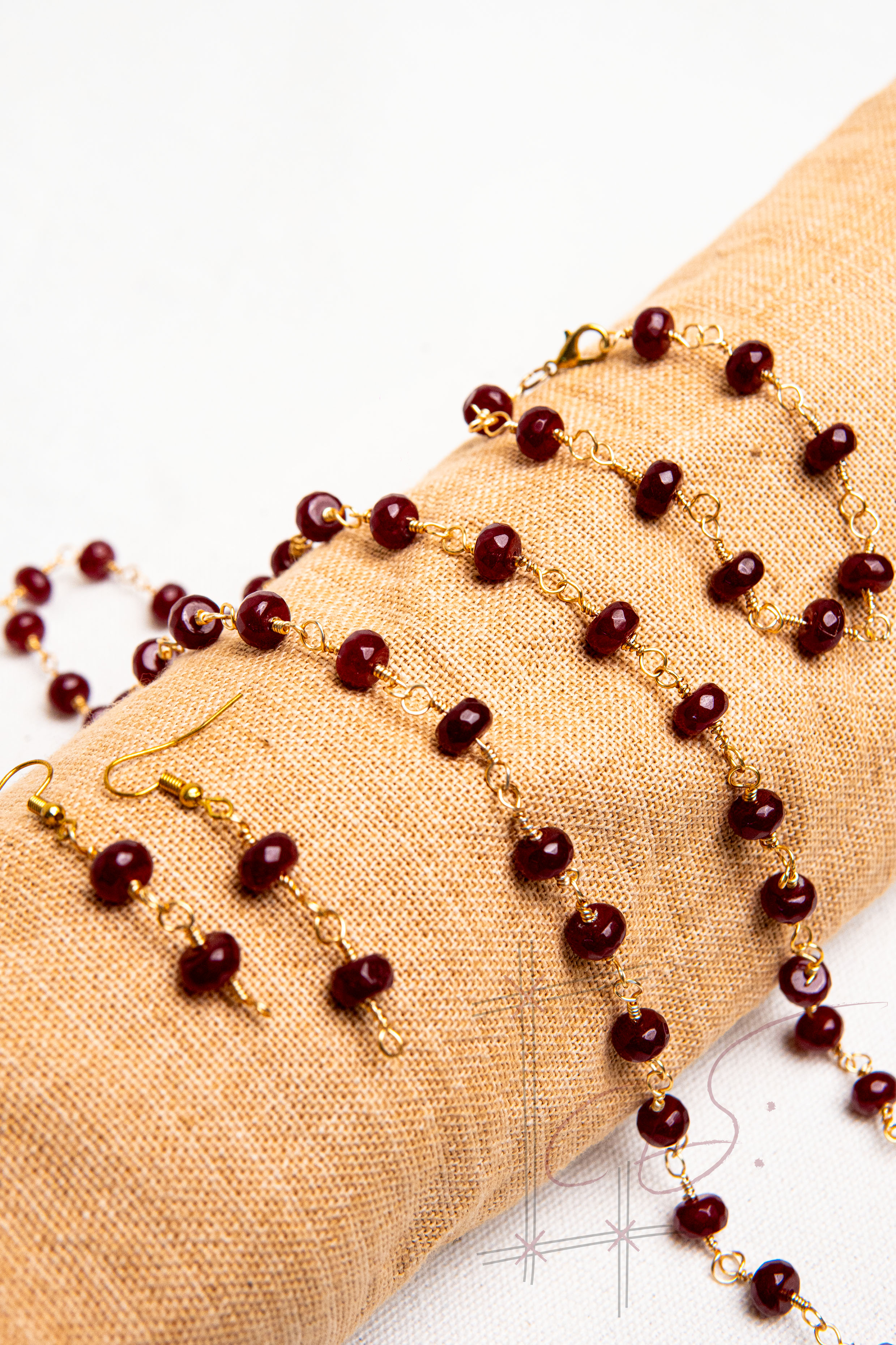 Ruby Quartz crystal Jewelry Set
